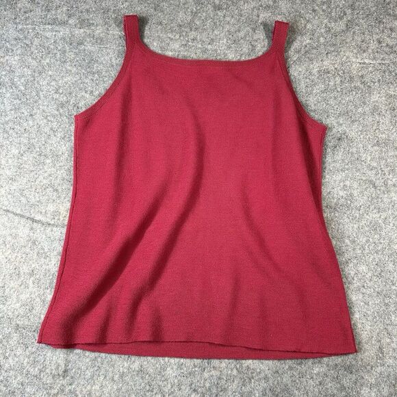 Eileen Fisher Wool Tank Top Womens Large Red Scoop Neck Knit Shirt Career - Picture 4 of 7